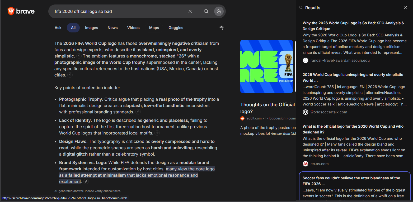 FIFA 2026 world cup logo so bad AI-generated response