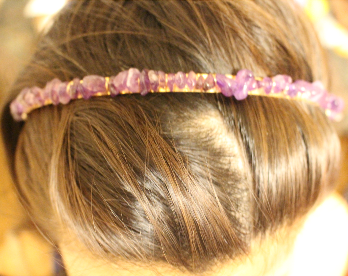 amethyst crystal headband top view