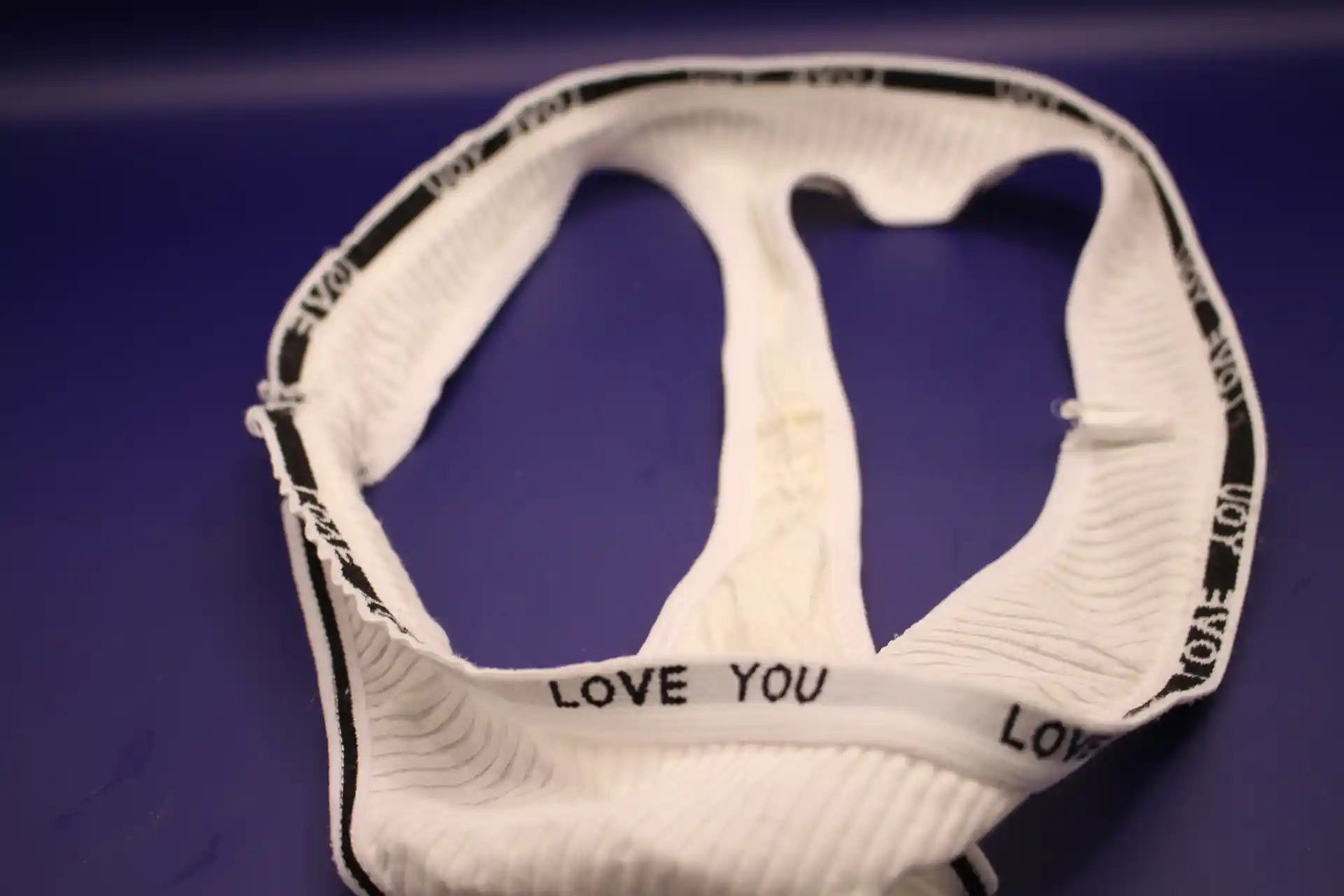 close-up of inside of cream colored LOVE cotton panties from Temu