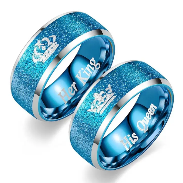 King and Queen crown couple rings taken from Temu promo ad