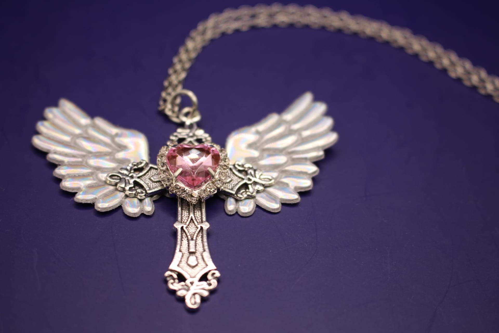 women's cubic zirconia cross necklace, front view