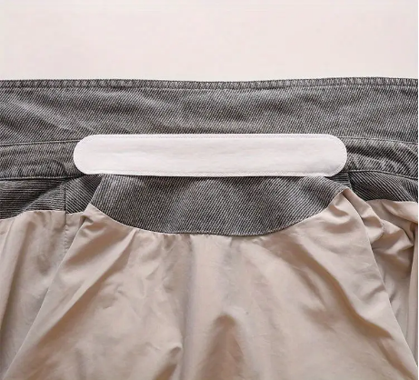 hat liner worn on collar, taken from Temu promo ad