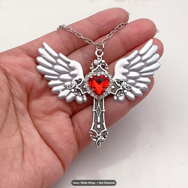 red cubic zirconia necklace, taken from Temu product page