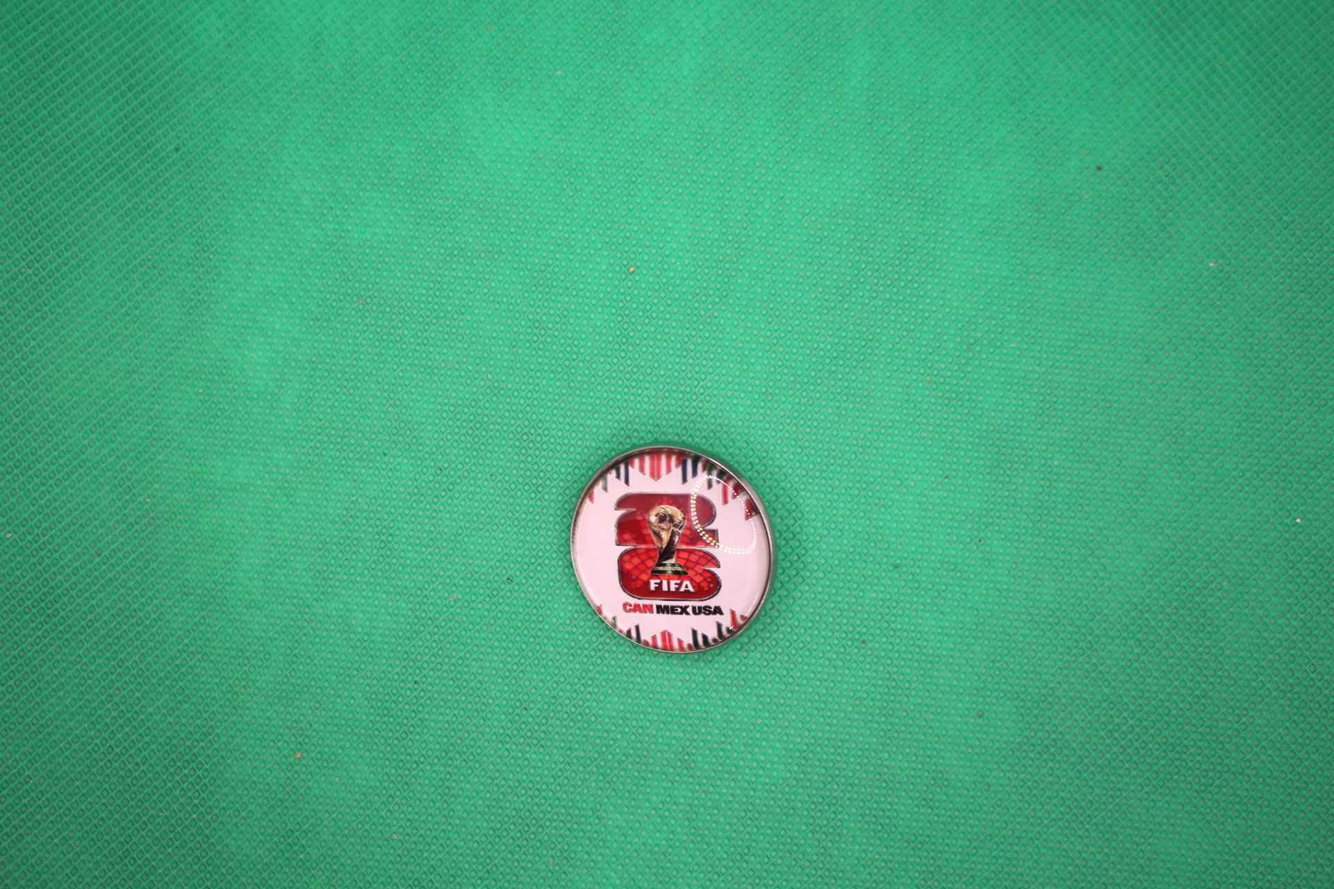 FIFA World Cup 2026 official logo brooch pin front image on angle