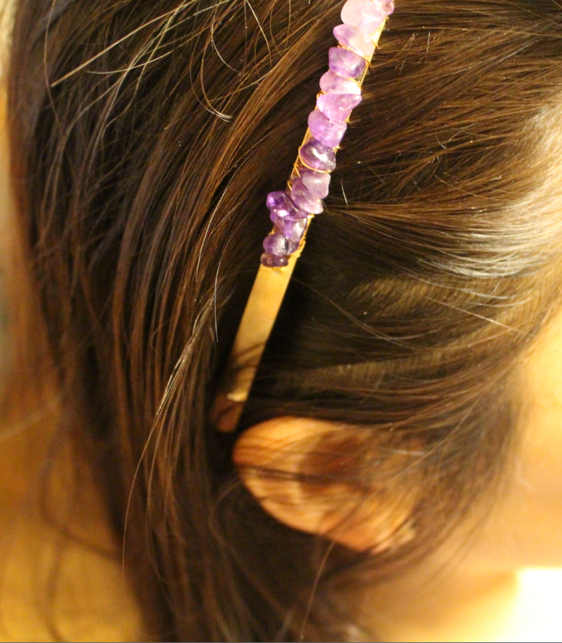 amethyst headband too-small size shown on head