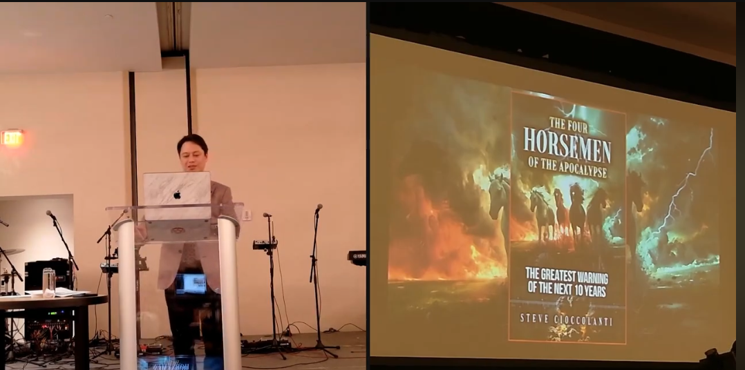 Steve Cioccolanti talking about the Four Horsemen of the Apolocalypse, during his Kingdom Billionaires 2026 Conference presentation