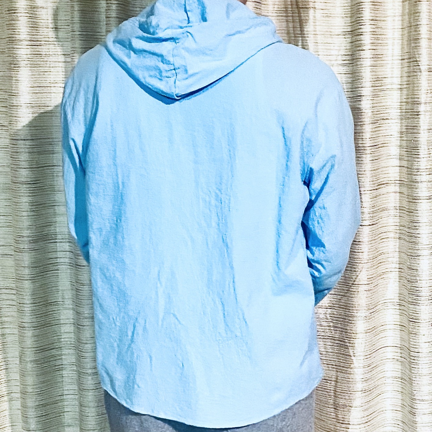 slightly diagonal view of shirt