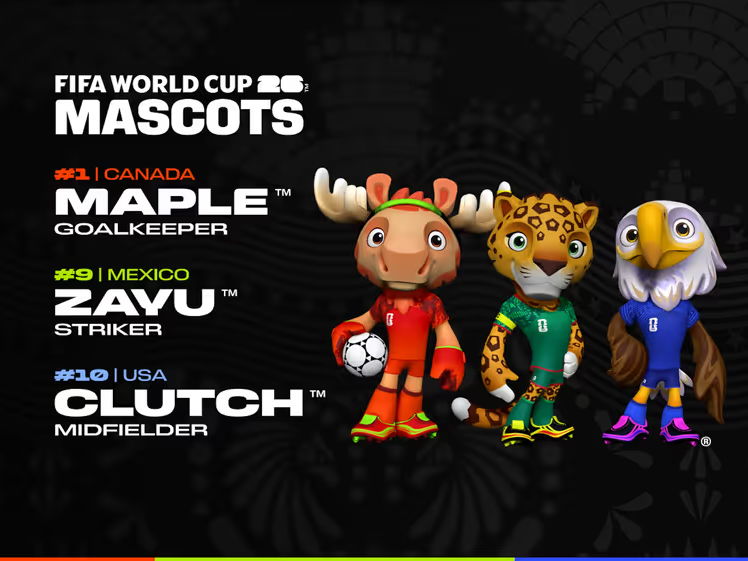 FIFA 2026 mascots and their numbers, taken from DailyHive article