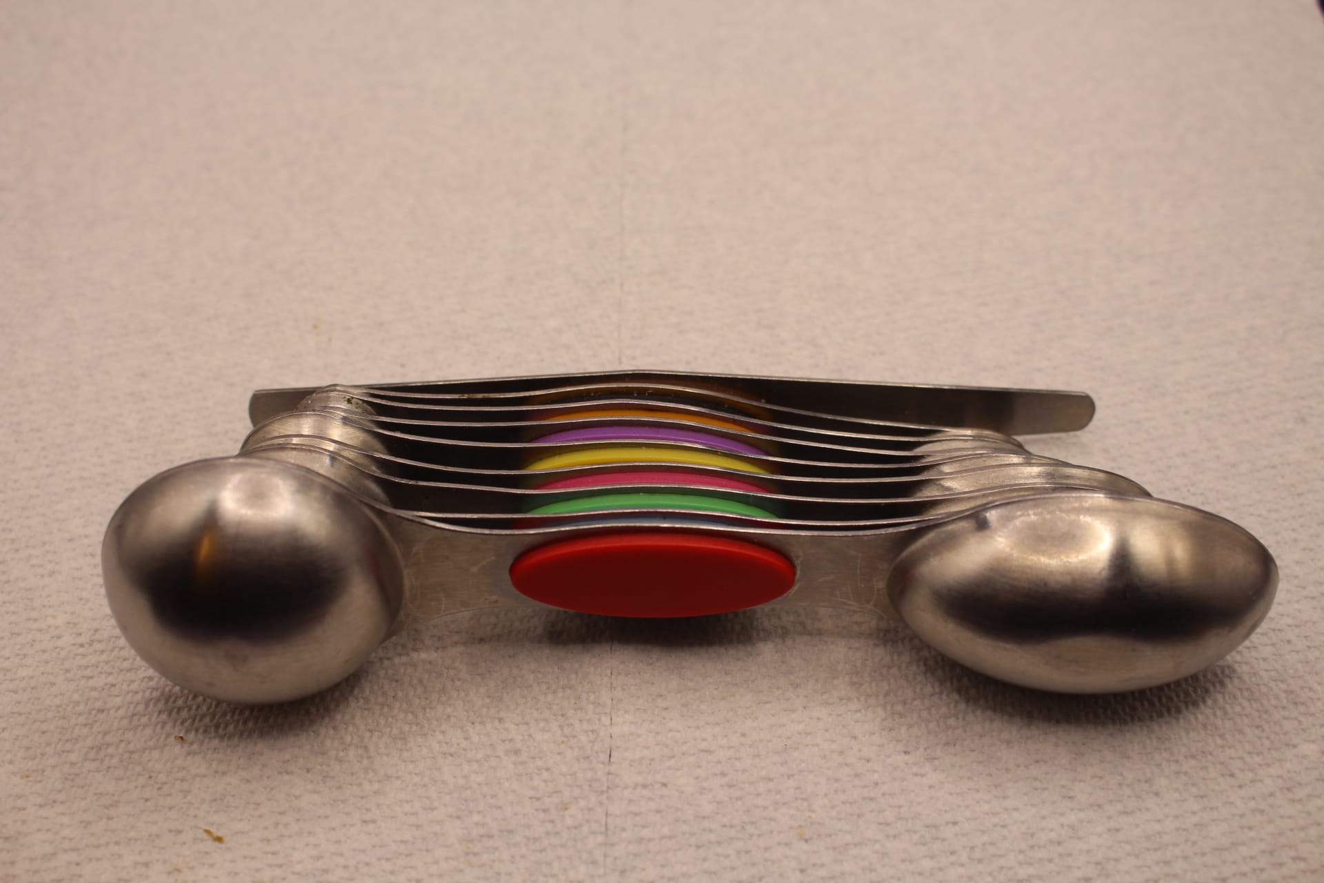 magnetic measuring spoons stainless steel stacked