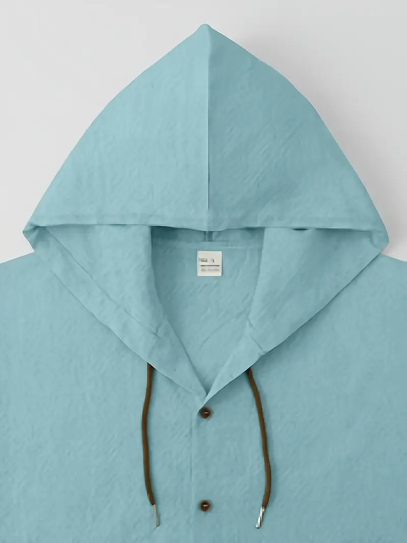 close-up of hood of sky blue drawstring hoodie taken from Temu product page