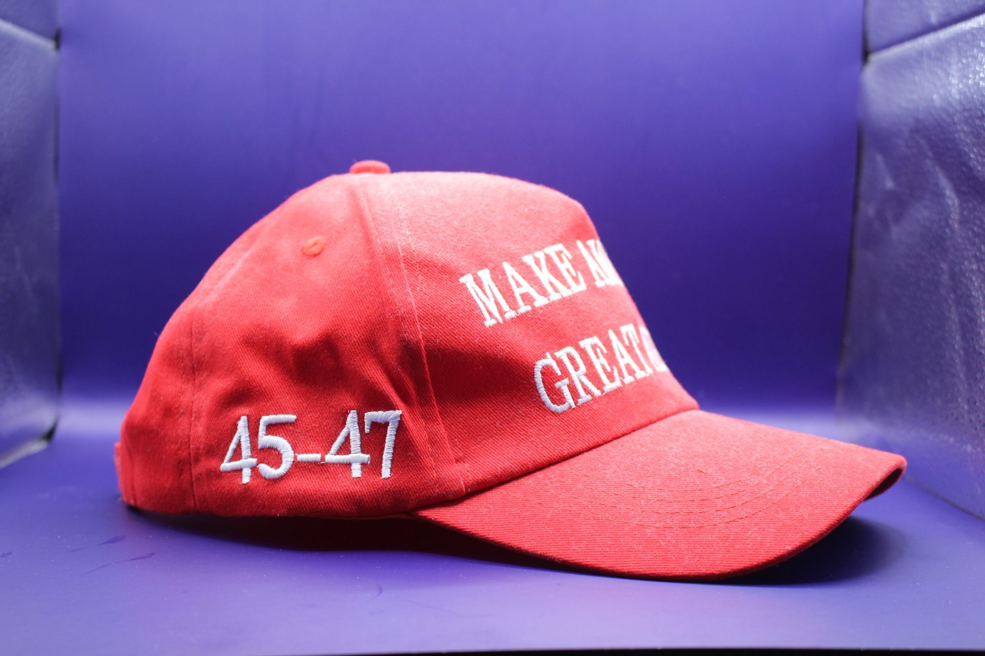 dented side of Make America Great Again caps from Temu