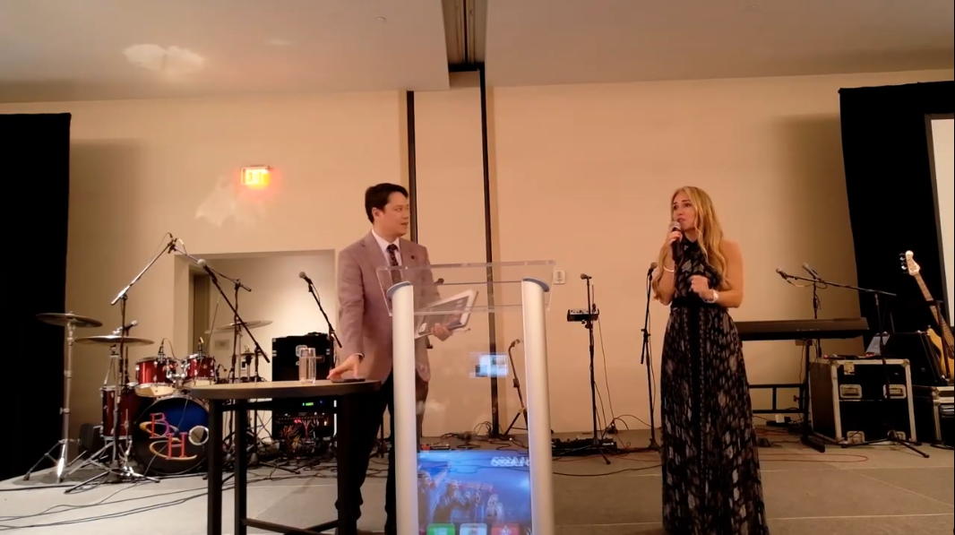 Evangelist Lauren Atkinson and Pastor Steve Cioccolanti at the closing of the Kingdom Billionaires Conference 2026
