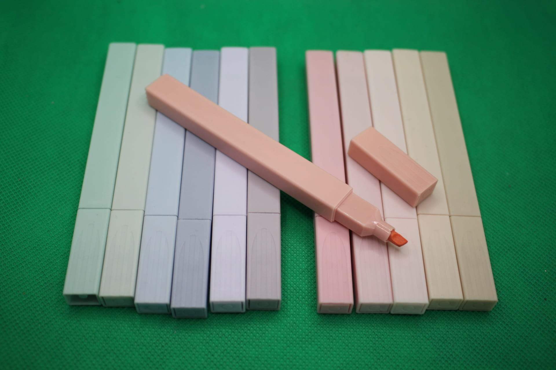pastel highlighters with highlighter tip close-up