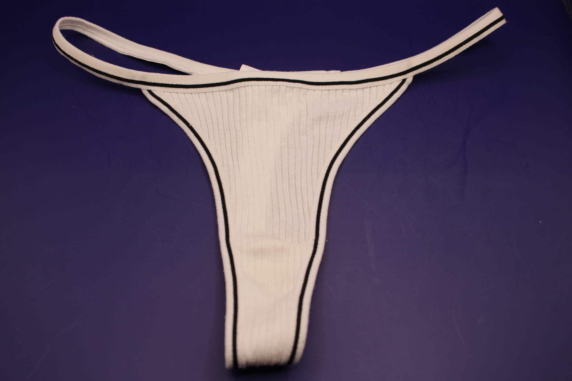 white cotton v string panty, front view 