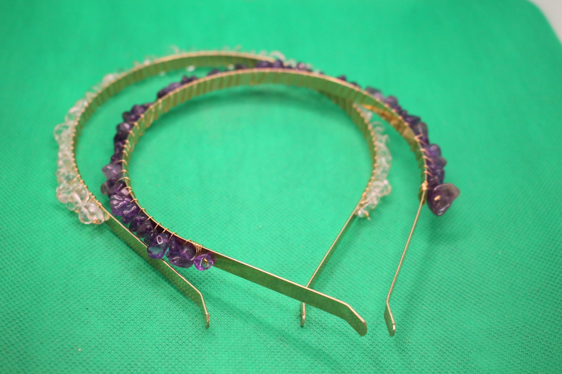 clear quartz and amethyst crystal headbands from Temu
