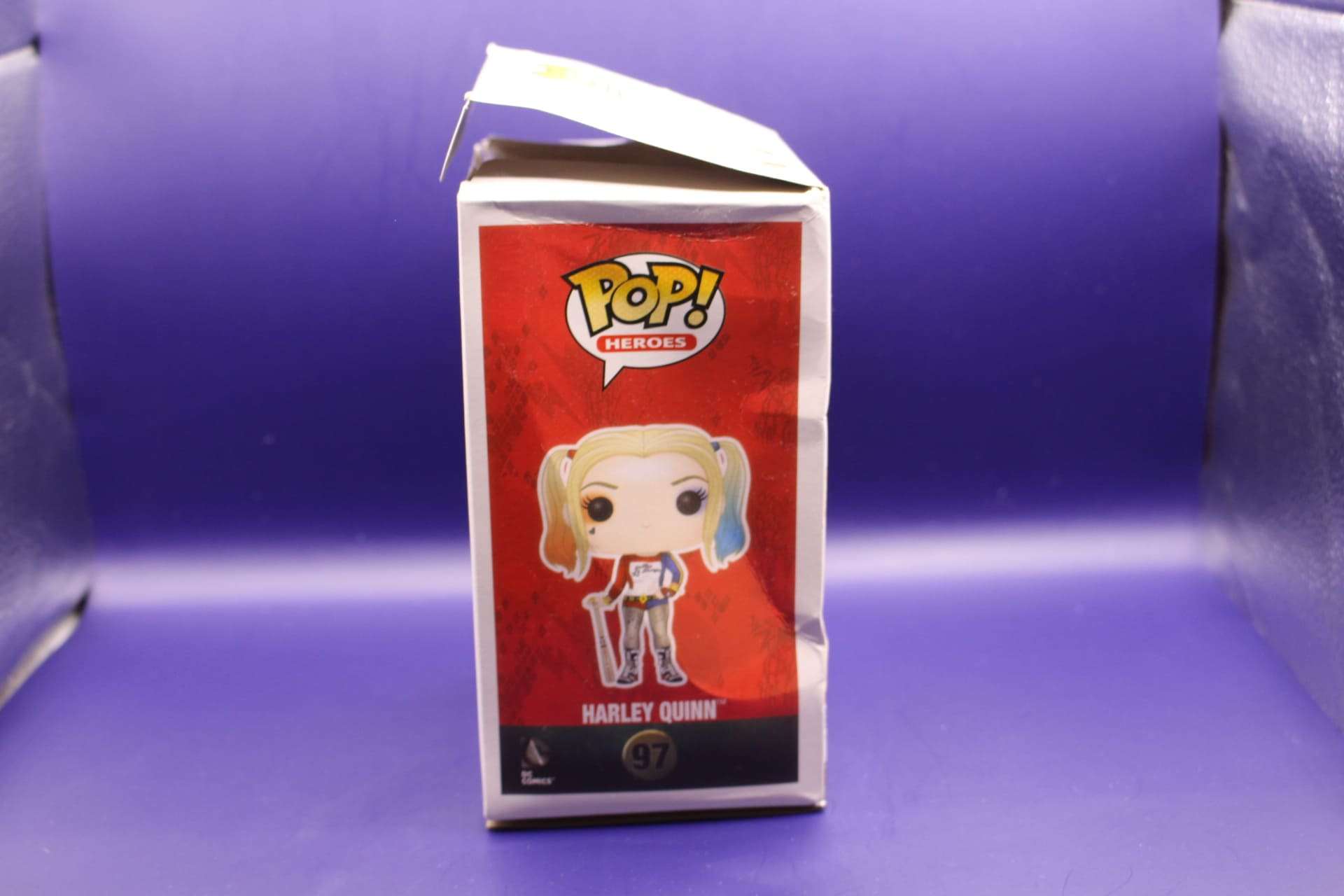 Harley Quinn Funko box side view