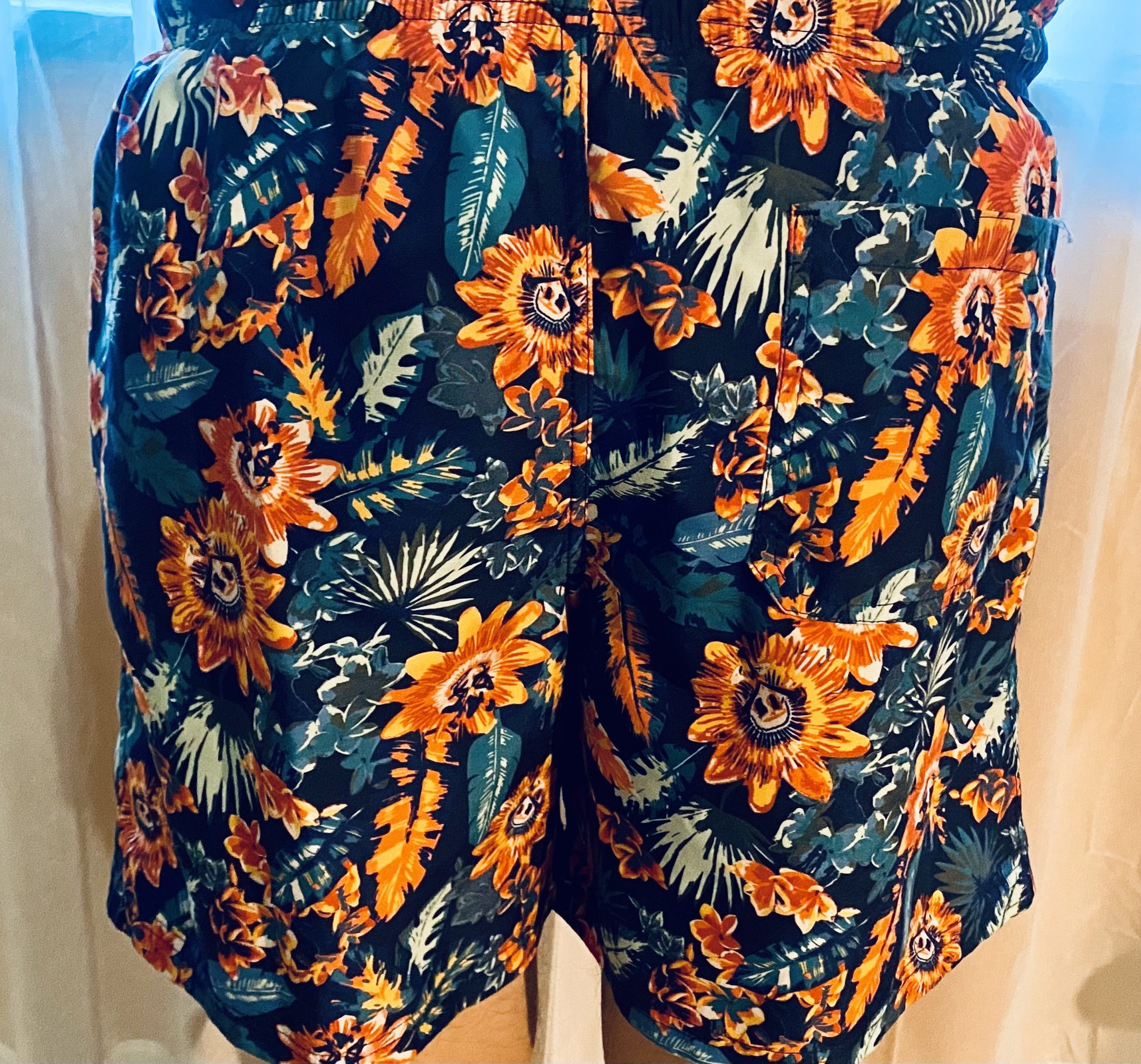 board shorts from the front, modeled by The Adventurer