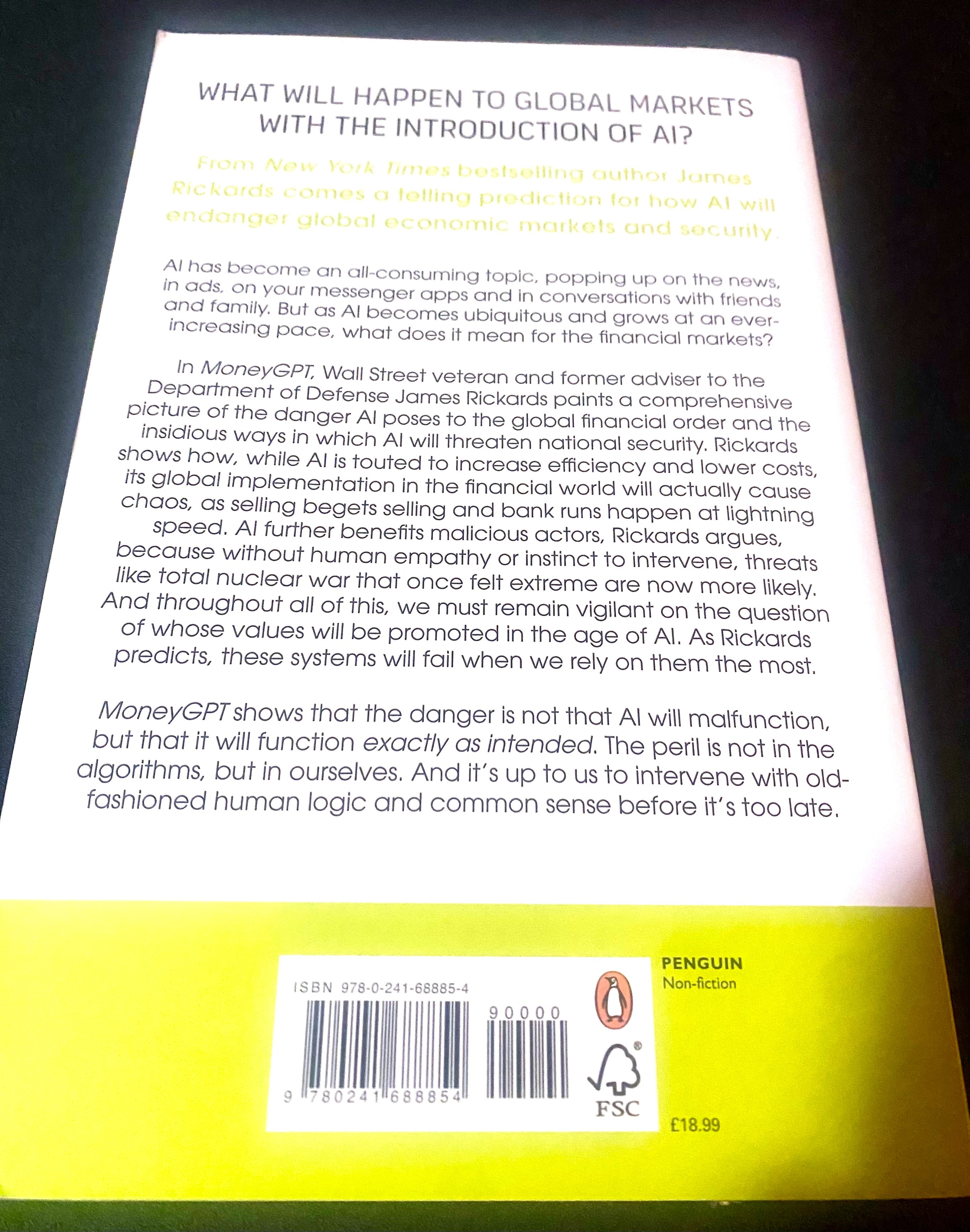 MoneyGPT by James Rickards, back cover 