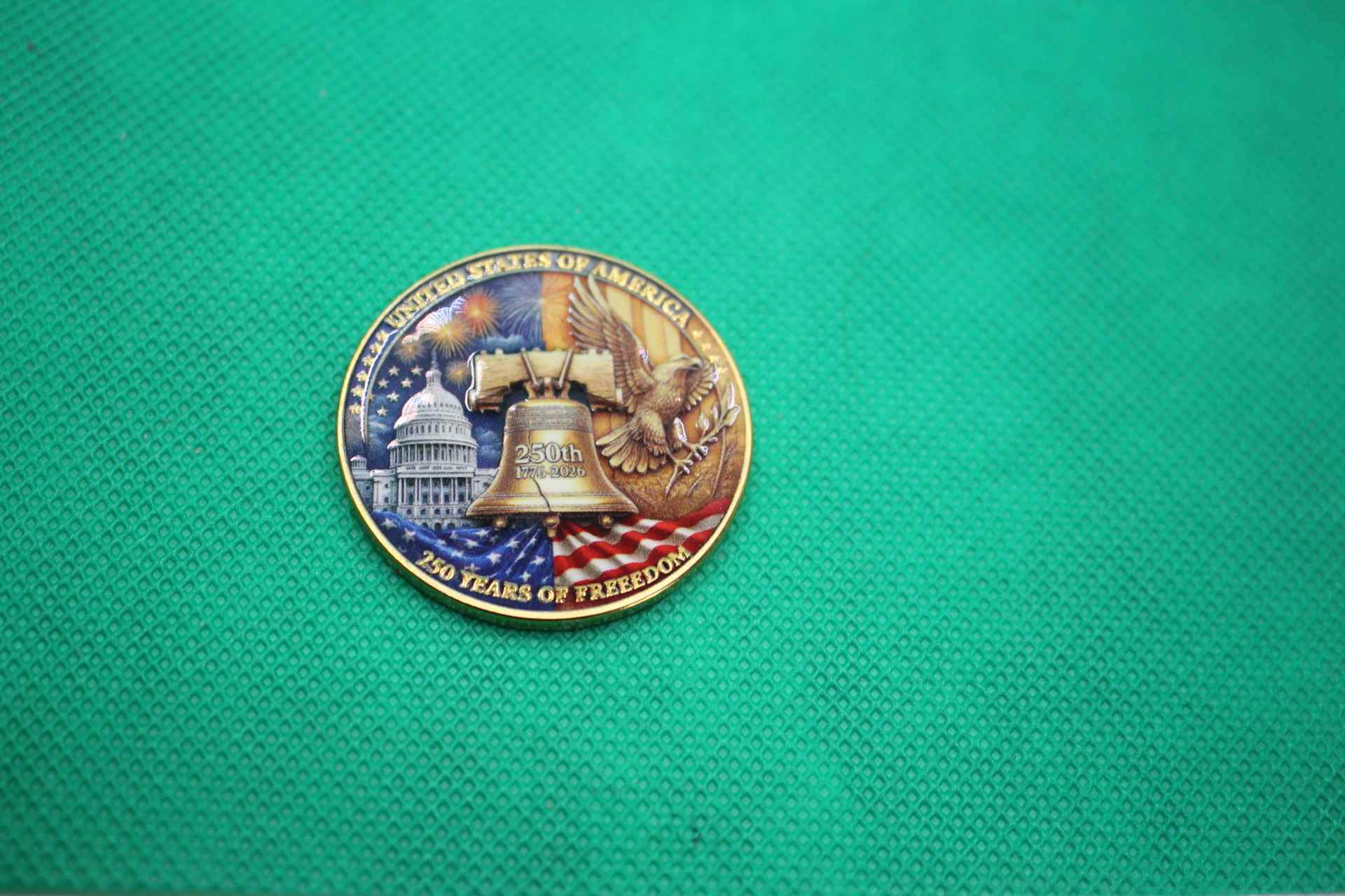 America 250 year anniversary commemorative coin design embossing