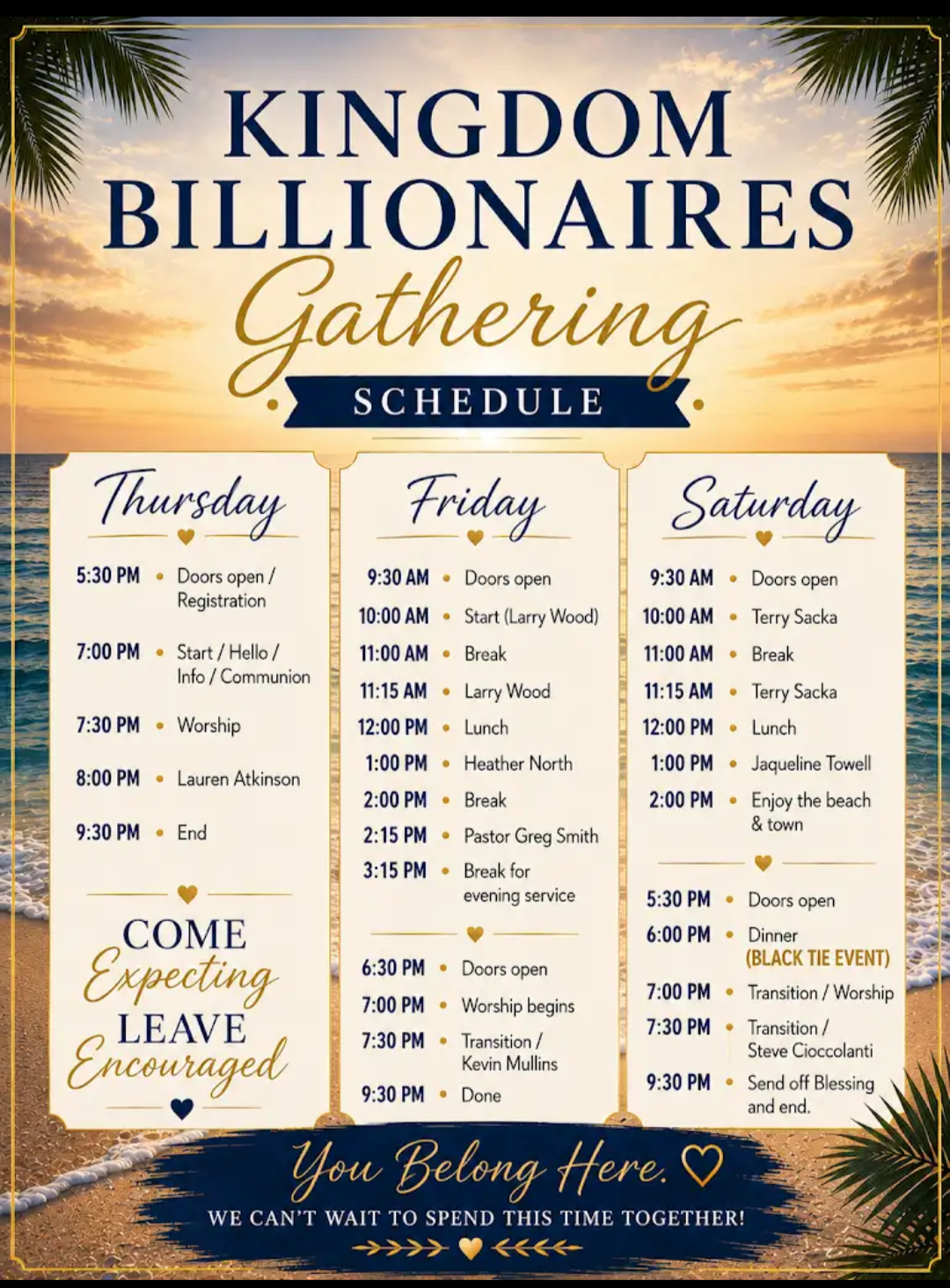 Kingdom Billionaires Gathering Schedule