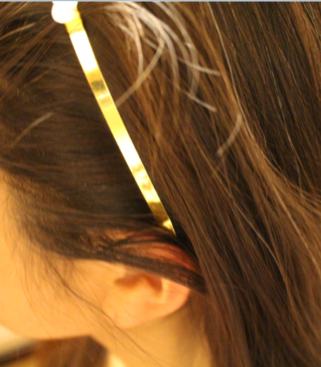 amethyst headband side view close-up showing band near ear