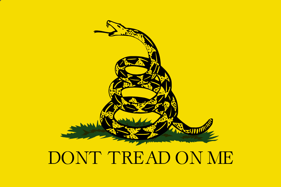 Gadsden flag, featuring Don't tread on me rattlesnake flag, taken from Wikipedia