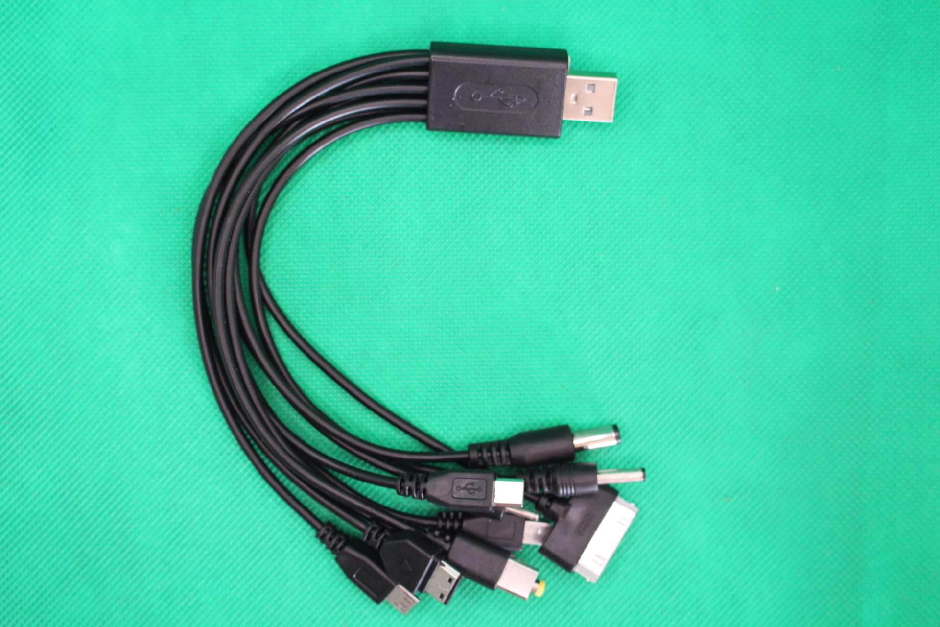 black 10 in 1 portable charger, top view