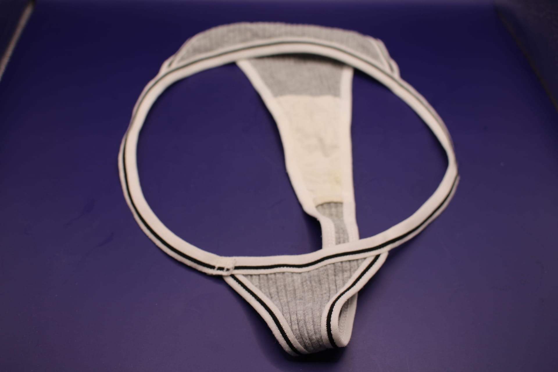 grey cotton v string panty, inside view 