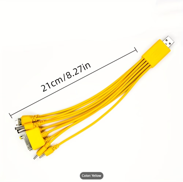 10 in 1 phone charger size image from Temu product page