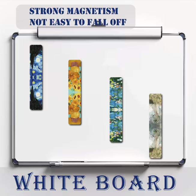 magnetic bookmarks on whiteboard, taken from Temu product page