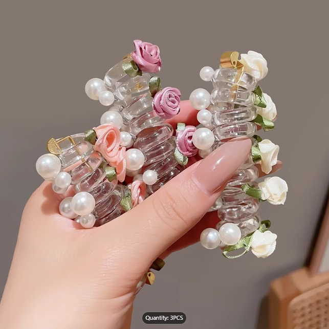 3 rose hair ties from Temu, taken from Temu product page