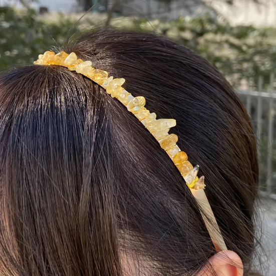 crystal band worn on head from Temu promo ad